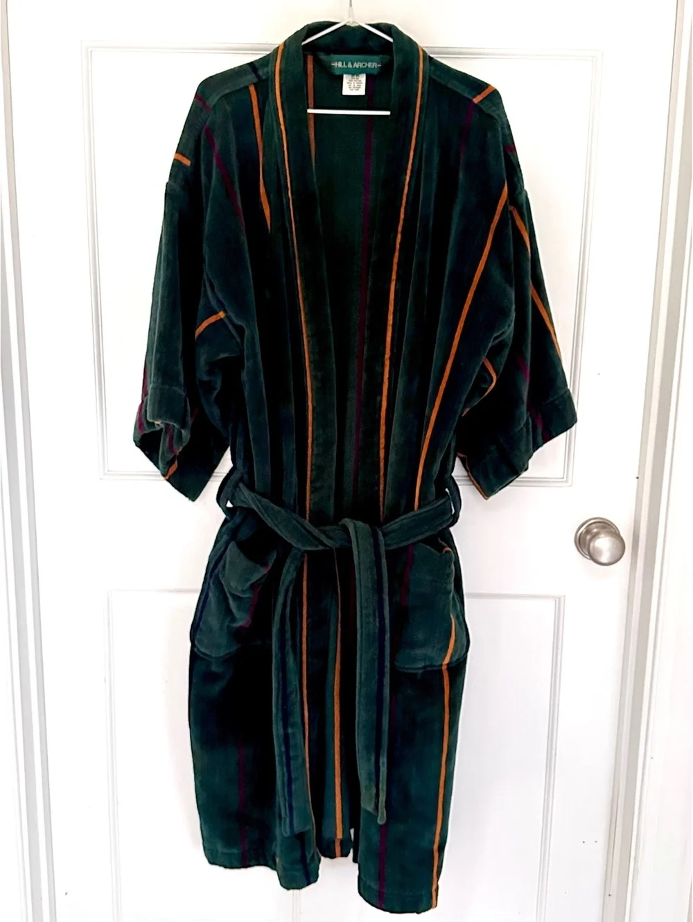 HILL & ARCHER Turkish Cotton Rich Emerald Velour Bathrobe One Size